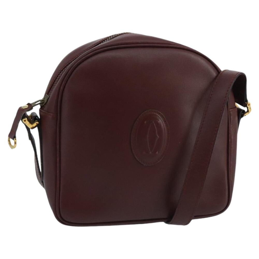 Cartier Shoulder Bag Leather Bordeaux Gold